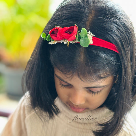 Floralbee Christmas peonies floral baby headband