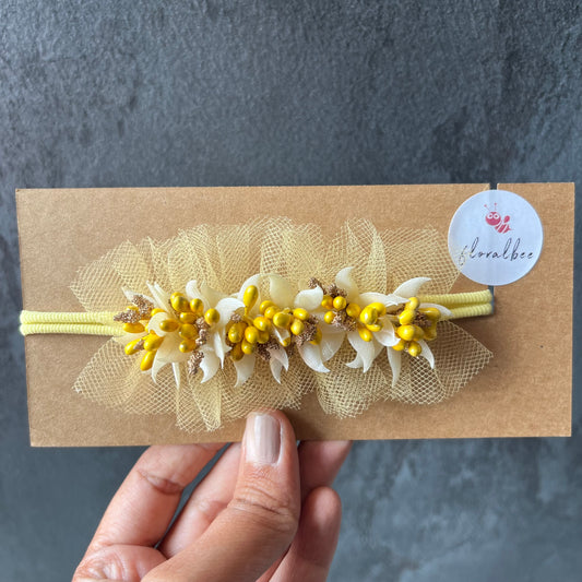 Yellow Net Floral headband - baby nylon headband