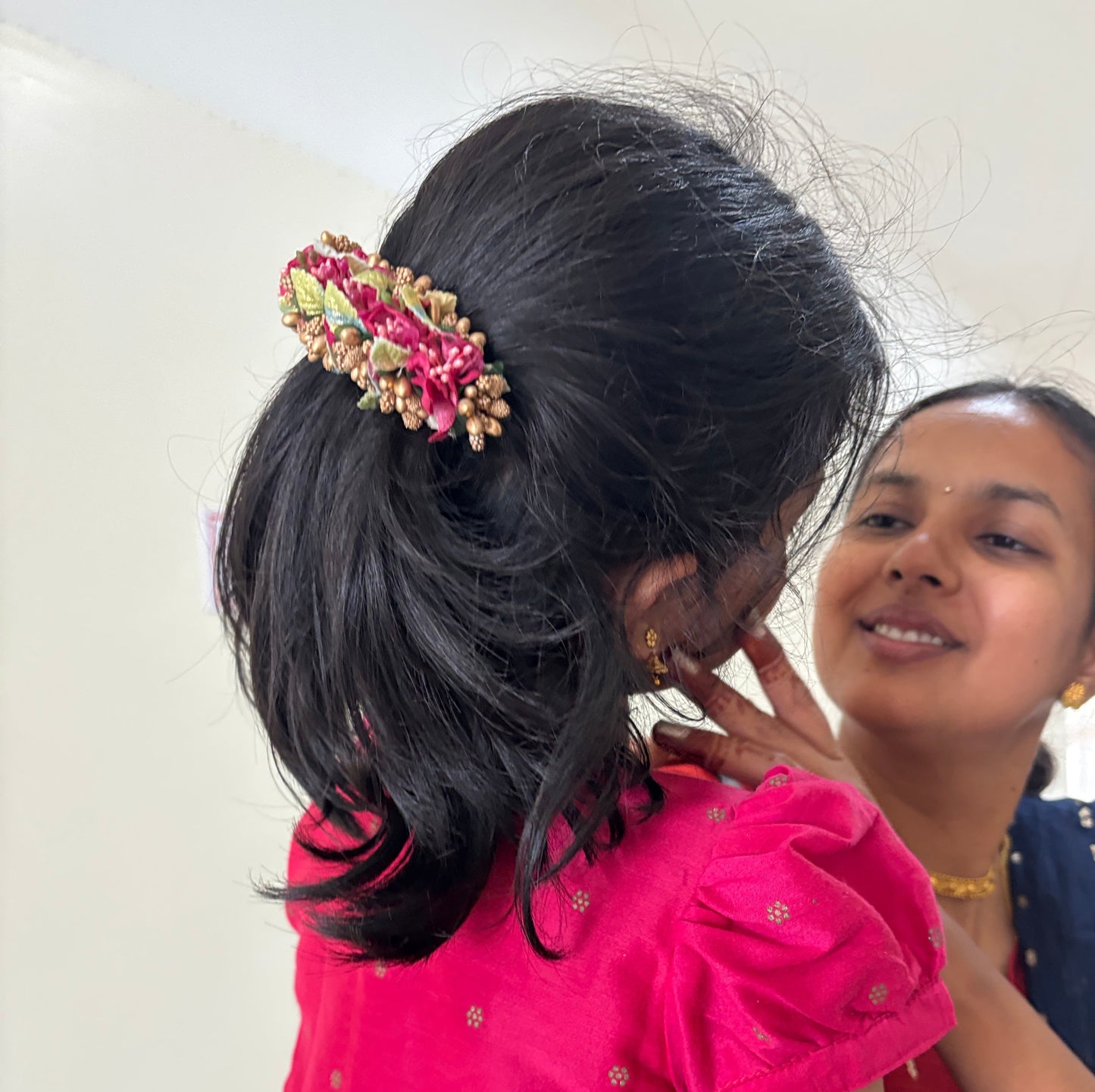 Magenta floral barrette clip - Bridal series