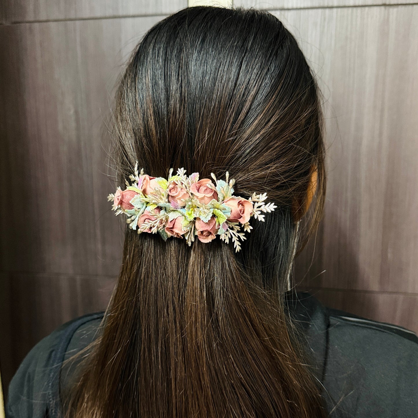 Dusky rose floral barrette clip - Bridal series