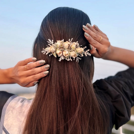 Cream floral barrette clip - Bridal series